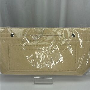Cream Tote Bag with Clear Plastic Cover